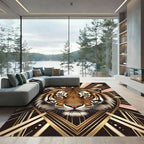 Majestic Tiger Art Deco Rose Gold Rug