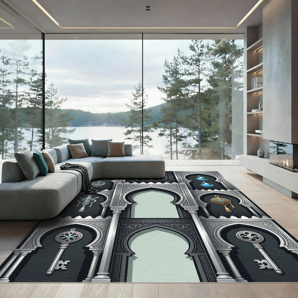 Ornate Silver Gateway Amulet Keys Rug