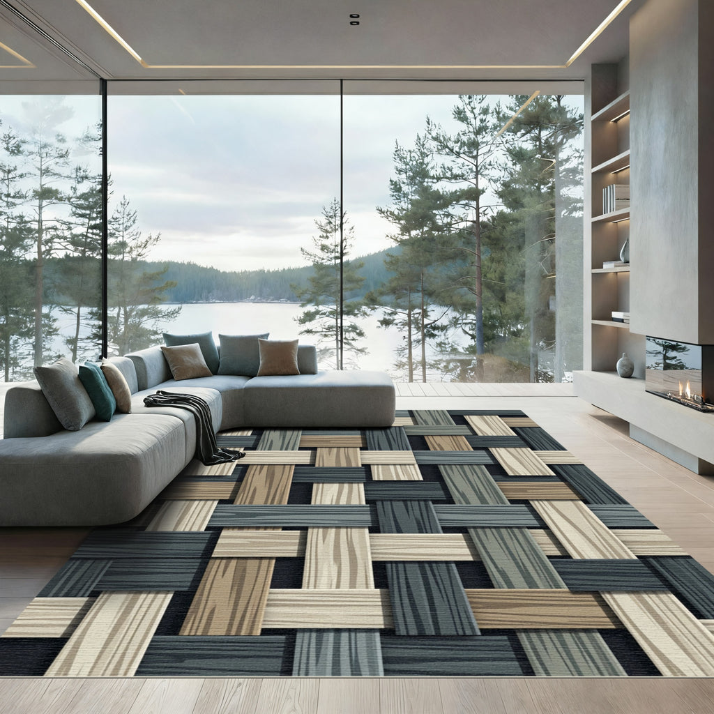 Woven Wood Grain Texture Rug