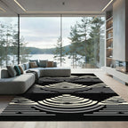 Monochrome Geometric Step Pyramid Rug