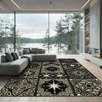 Black Gold Celestial Tile Medallion Rug