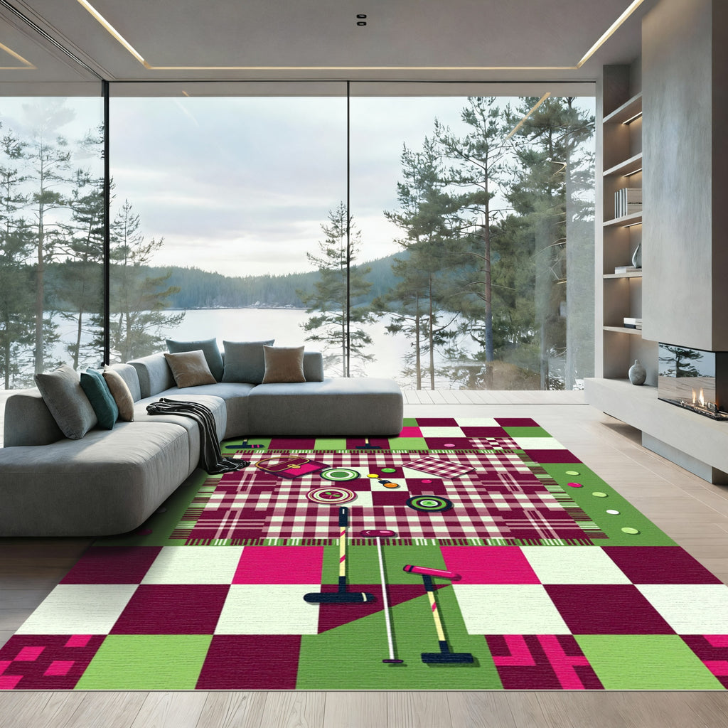 Vibrant Geometric Picnic Plaid Area Rug