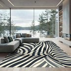 Abstract Monochrome Zebra Stripe Swirl Rug