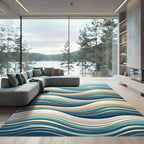 Oceanic Wave Abstract Linear Design Rug