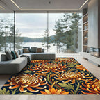 Vibrant Orange Chrysanthemum Floral Arrangement Rug