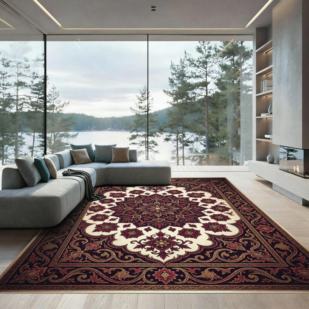 Crimson Floral Medallion Grand Rug