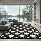 Modern Monochrome Geometric Diagonal Lattice Rug