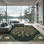 Rustic Starburst Floral Chrysanthemum Rug