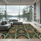 Sage Green Gothic Arch Floral Medallion Rug