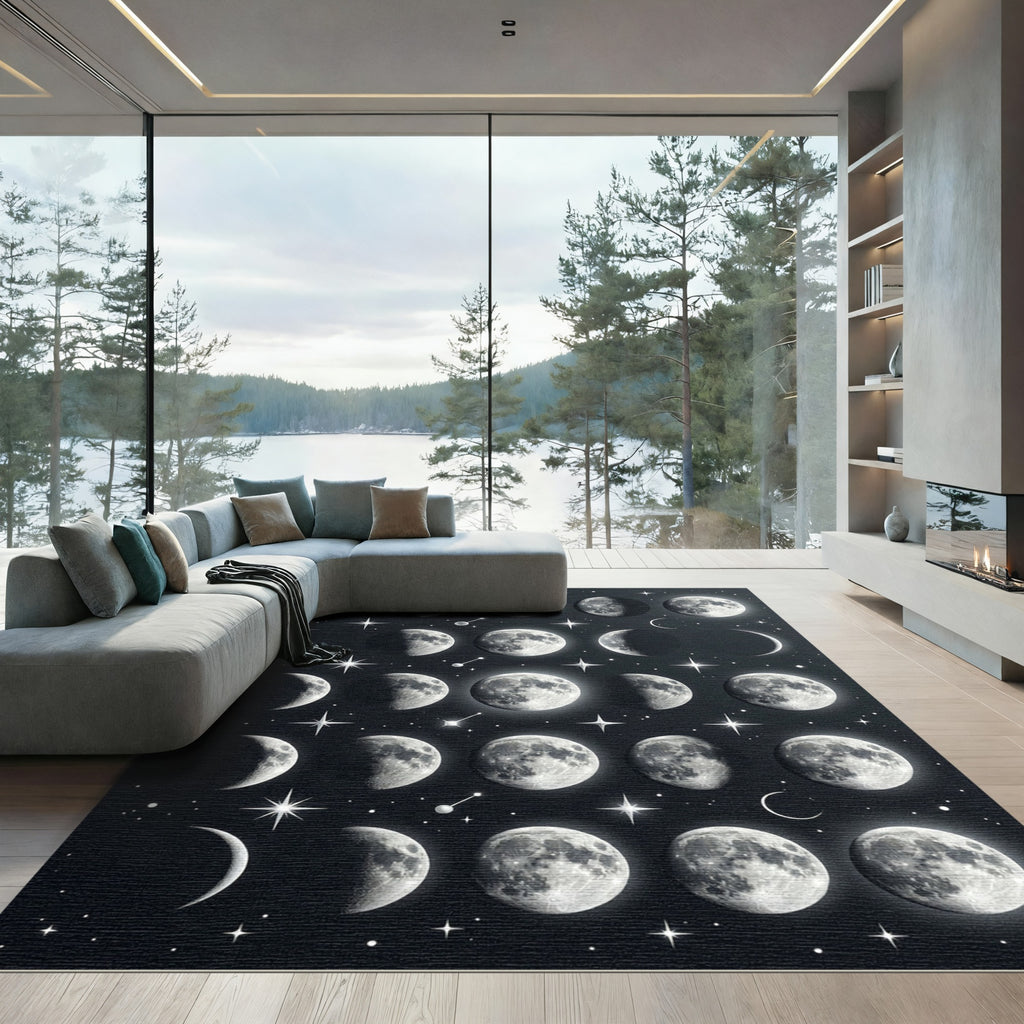 Celestial Lunar Phase Starry Sky Rug