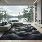 Dramatic Dark Gray Storm Cloud Abstract Rug
