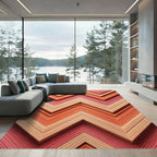 Coral Peach Chevron Zigzag Layers Rug