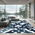 Industrial Navy Chain Link Abstract Rug