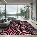 Vibrant Pink Striped Abstract Zebra Rug