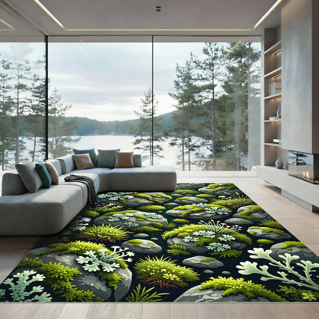 Lush Forest Moss and Lichen Rug