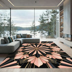 Art Deco Blush Pink Gold Mandala Rug
