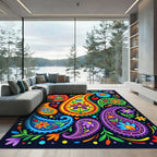 Vibrant Multicolored Paisley Floral Art Rug