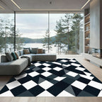 Monochromatic Geometric Black White Diamond Rug