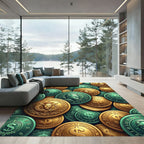 Metallic Golden Empire Coin Medallion Rug