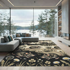 Whimsical Gray Mouse Field Dandelion Rug