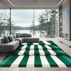 Forest Green Stripe Awning Layered Rug