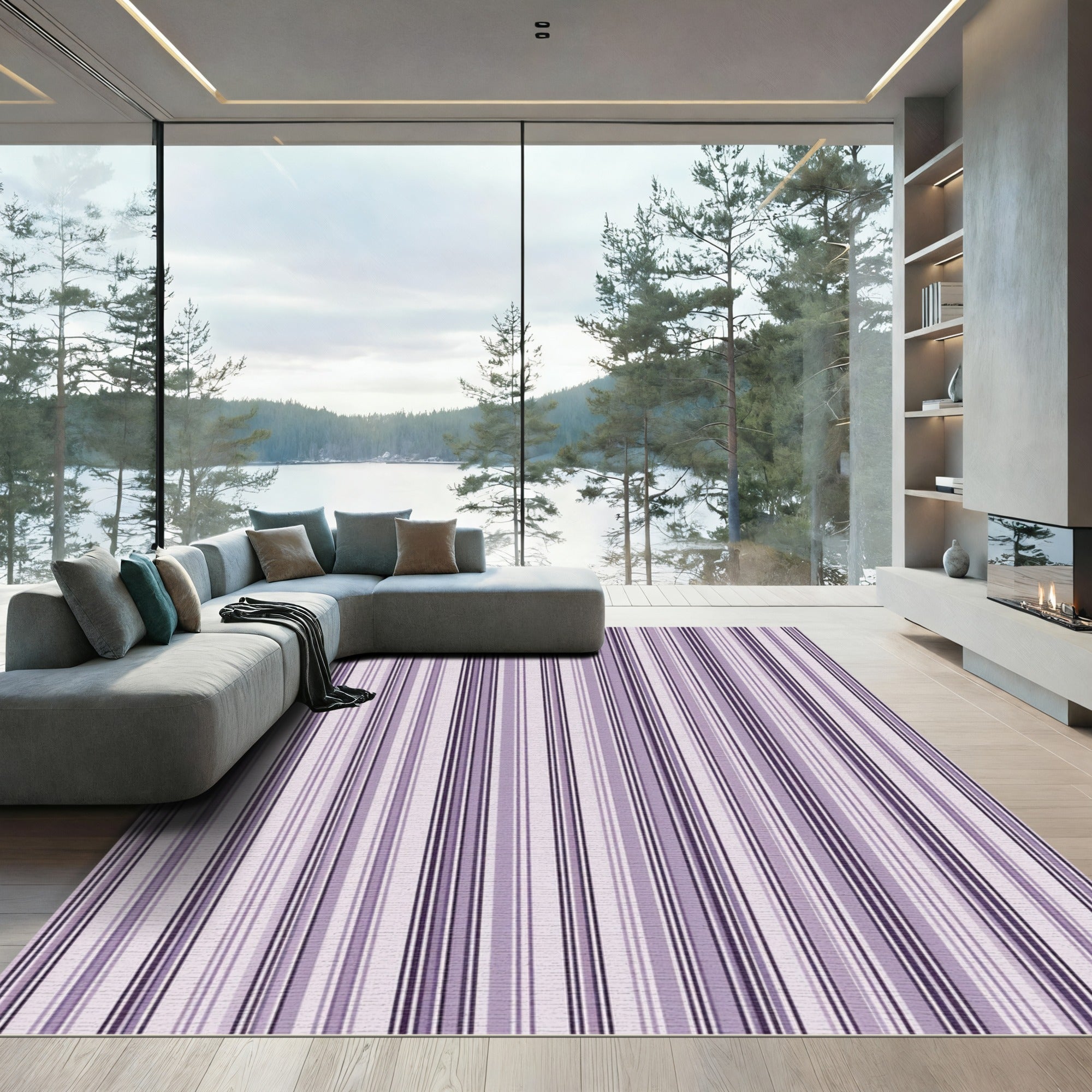 Soft Purple Diverse Stripe Rug