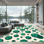 Emerald Green Polka Dot Bubbles Rug
