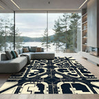 Modern Monochrome Urban Grid Map Rug