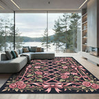 Pink Roses Lattice Bow Arrangement Rug