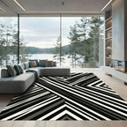 Monochrome Angular Graphic Striped Composition Rug