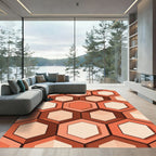 Terracotta Hexagonal Geometric Honeycomb Rug