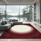 Crimson Radial Halftone Circular Aura Rug