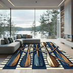Nautical Blue and Cream Oar Stripe Rug
