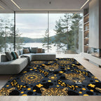 Golden Leopard Mandala Dark Pattern Rug