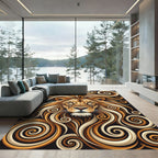 Majestic Golden Lion Swirl Art Rug