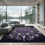 Ethereal Lavender Floral Starburst Mandala Rug