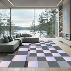 Gray Lavender Checkerboard Composition Rug
