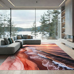 Sunset Beach Watercolor Swirls Rug