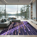 Abstract Drip Paint Purple Ink Streak Rug