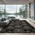 Dark Scallop Wave Art Deco Rug