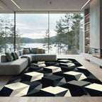 Geometric Monochrome Cubic Illusion Rug