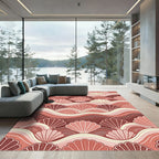Terracotta Seashell Wave Minimalist Art Rug