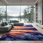 Abstract Sunset Horizon Watercolor Landscape Rug