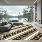 Gold Floral Stripes Geometric Band Rug