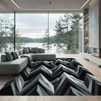 Monochromatic Mountain Peaks Jagged Overlay Rug
