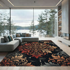 Ornate Copper Floral Damask Medallion Rug