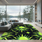 Neon Green Alien Starburst Graphic Rug