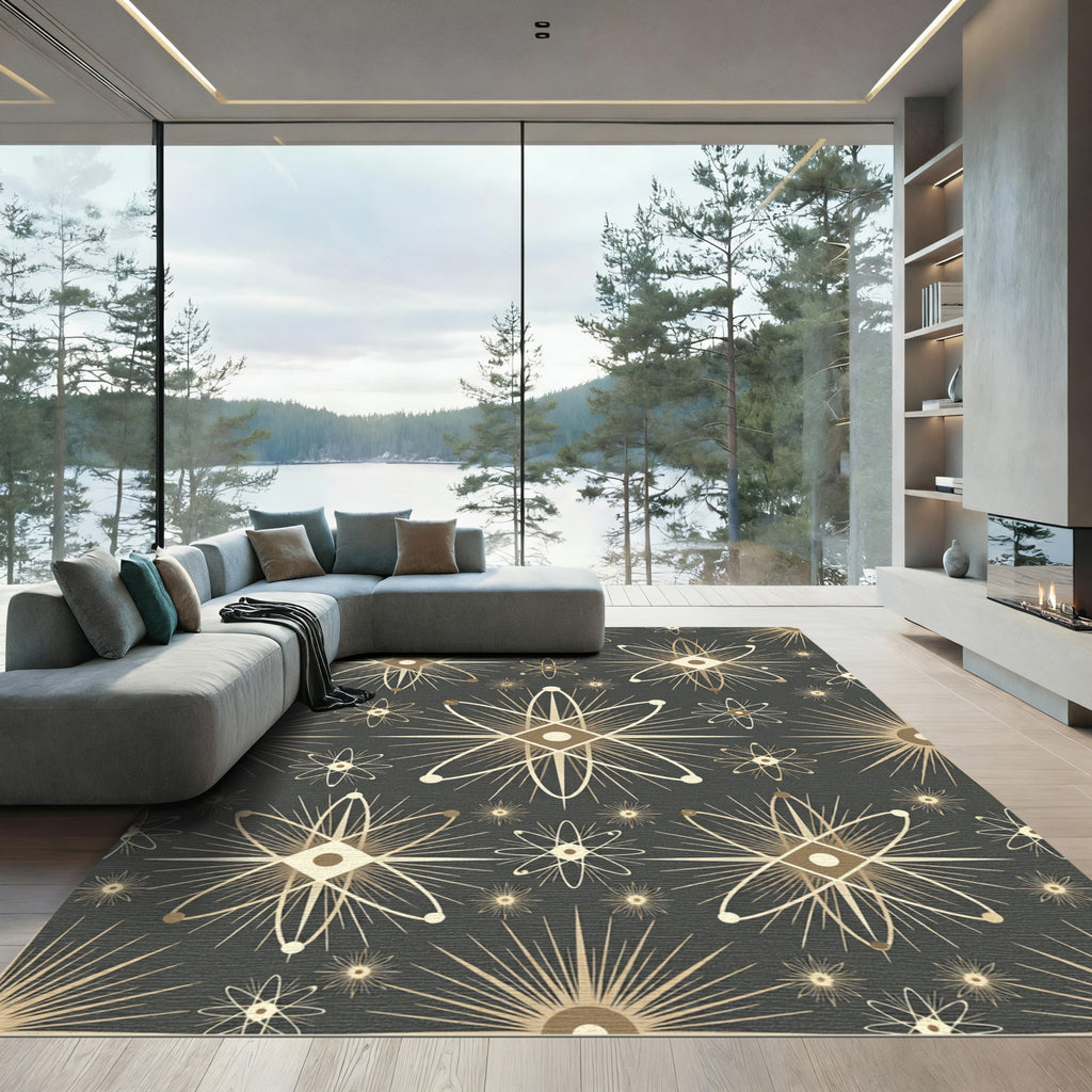 Retro Atomic Starburst Geometric Rug