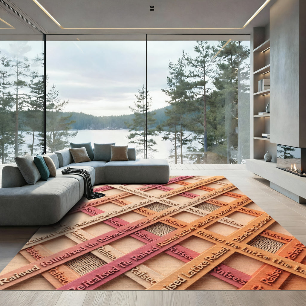 Pink Orange Lattice Texture Rug
