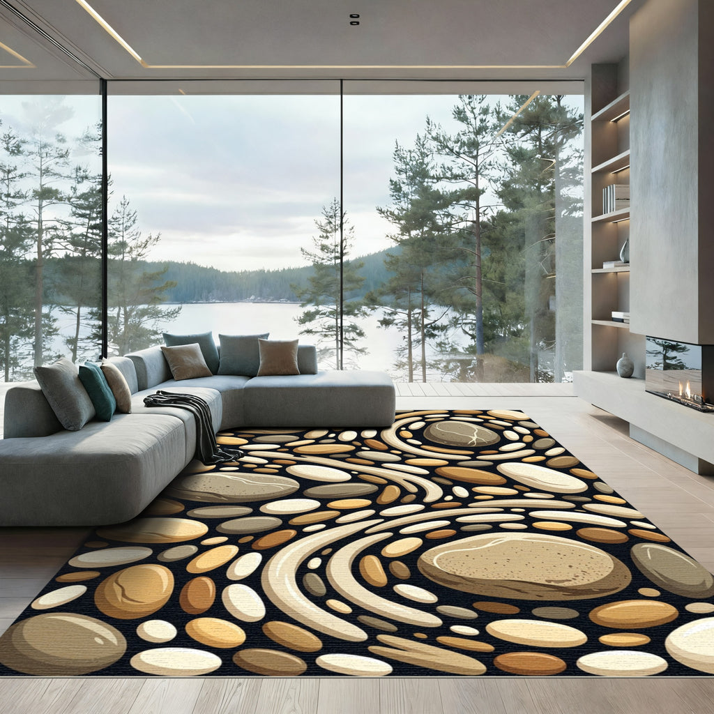 Natural Earthy Pebble Scatter Rug